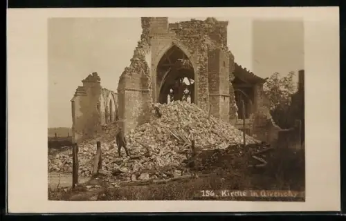 Foto-AK Givenchy, Kirche in Trümmern, 1915