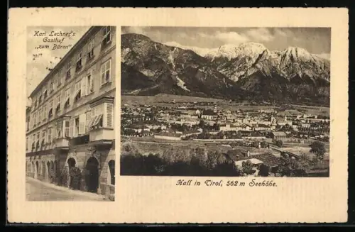 AK Hall in Tirol, Gasthof zum Bären Bes. Karl Lechner, Gesamtansicht