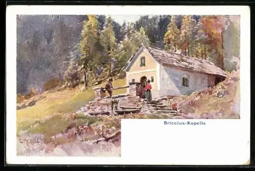Künstler-AK Edward Theodore Compton: Heiligenblut am Grossglockner, Briccius-Kapelle