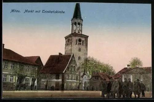 AK Mitau, Markt mit Trinitatiskirche