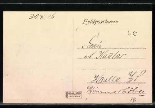 AK Vouziers, Rue Chancy, Leipziger-Strasse mit Kirche