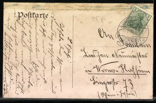 Lithographie Hagenau, Dragoner-Kaserne, St. Georgienkirche & alter Brunnen