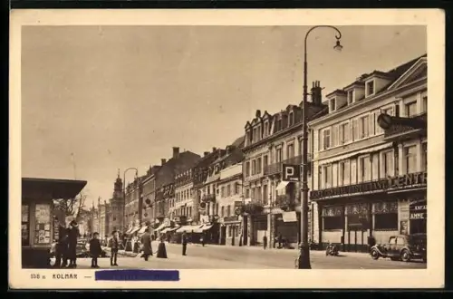 AK Kolmar, Strasse, Café Central