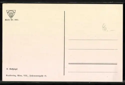 Künstler-AK Dürnstein /Wachau, Ortsansicht vom Wasser aus