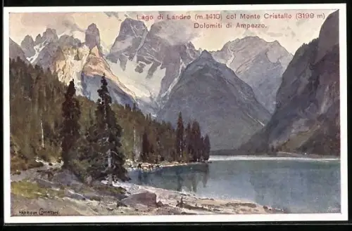 Künstler-AK Edward Harrison Compton: Toblach, Dürrensee mit Monte Cristallo