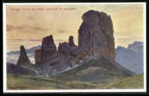 Künstler-AK Edward Harrison Compton: Cortina d`Ampezzo, Cinque Torri