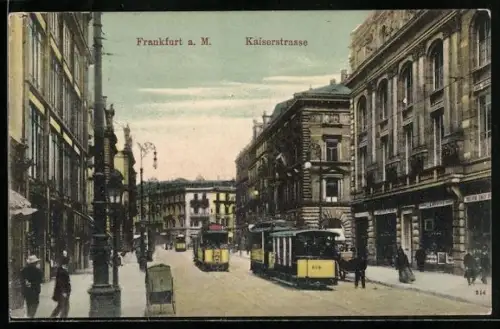 AK Frankfurt am Main, Strassenbahnen auf der Kaiserstrasse