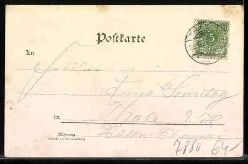 Lithographie Behüt Dich Gott!, Blumen, Der Trompeter von Säckingen zu Pferd