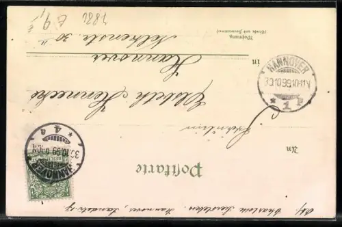 Lithographie Behüt Dich Gott!, Der Trompeter von Säckingen mit Pferd, Engel