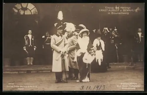 AK Braunschweig, Einzug des Herzogs Ernst August u. Gemahlin Victoria Luise