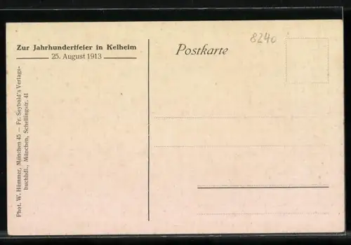 AK Kelheim, Kaiser Wilhelm II. auf der Jahrhundertfeier am 25.August 1913