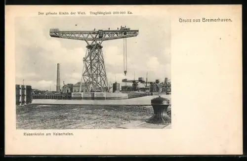 AK Bremerhaven, Riesenkrahn am Kaiserhafen