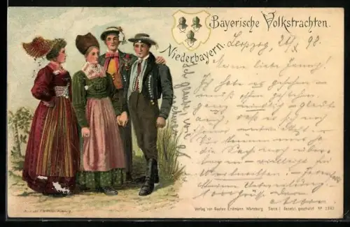 AK Männer & Frauen in niederbayerischer Volkstracht