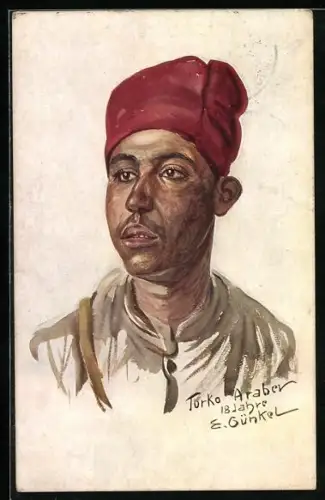 Künstler-AK Turko Araber, 18 Jahre, Kriegsgefangenenportrait