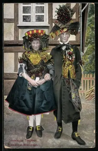AK Hessische Trachten, Schwälmer Brautpaar