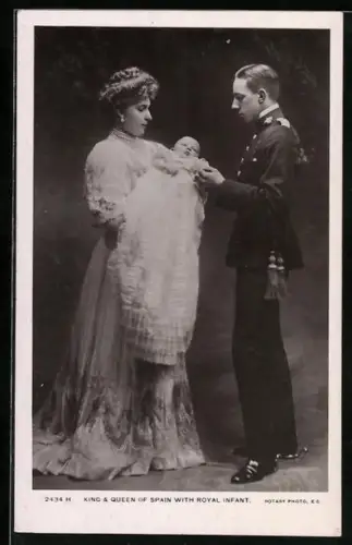 AK King and Queen of Spain with royal infant