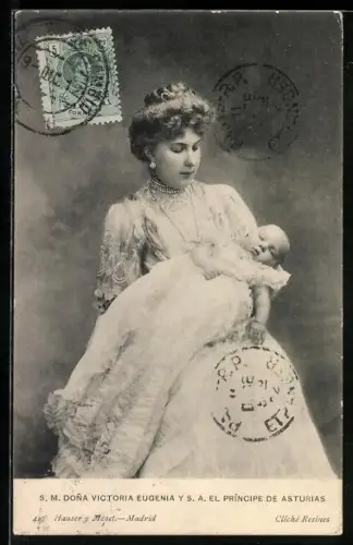 AK Königin Dona Victoria Eugenia y Príncipe de Asturias