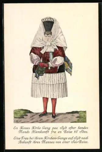 AK Sylt, Frau bei ihrem Kirchen-Gesange nach Ankunft ihres Mannes von einer See-Reise