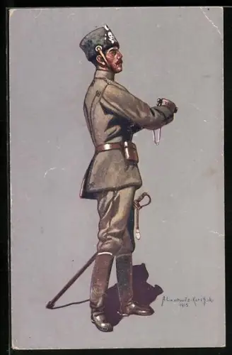 AK Soldat in Uniform des Stabsoffiziers des 1. Leib-Husaren-Regiments Nr. 1 (Felduniform)