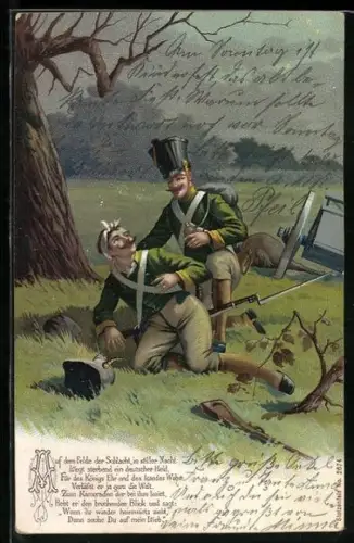 AK Soldaten in Uniform mit Mütze und Gewehr mit Bajonett