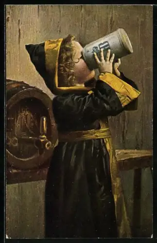 AK Münchner Kindl trinkt Bier