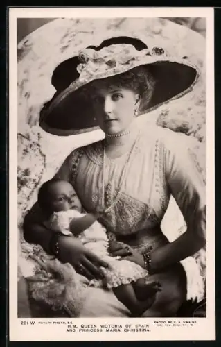 AK H.M. Queen Victoria of Spain and Princess Maria Christina