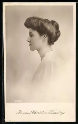 AK Prinzessin Charlotte von Luxemburg im Seitenprofil
