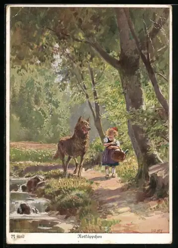 Künstler-AK Paul Hey: Szene aus dem Märchen Rotkäppchen