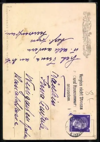 Künstler-AK Franziska Schenkel: Mädchen mit Körben voller Pilze im Wald