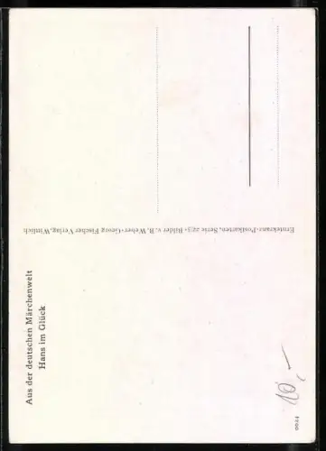 Künstler-AK sign. B. Weber: Hans im Glück, Und weil er sich ungeschickt dabei anstellte..., Märchen