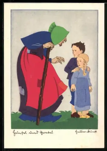 Künstler-AK Motiv aus der Licht- und Märchenstadt Wuppertal, Hänsel und Gretel