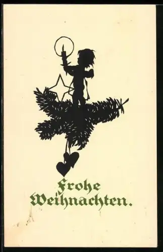Künstler-AK Georg Plischke: Frohe Weihnachten, Engel mit Kerze auf einem Tannenzweig