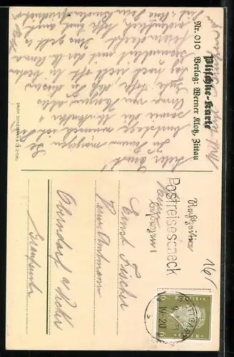 Künstler-AK Georg Plischke: zwei Mädchen pflücken Blumen auf einer Wiese