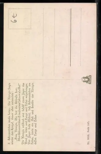 Künstler-AK Otto Kubel: Nr. 2, Schneewittchen, Jäger m. einem Messer, Das flehende Schneewittchen kniet vor ihm