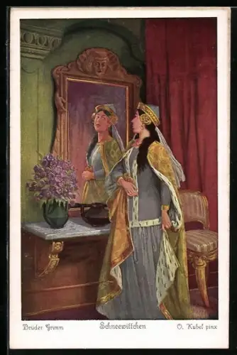 Künstler-AK Otto Kubel: Märchen von Schneewittchen, Spieglein, Spieglein an der Wand...