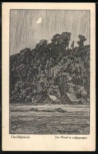 Künstler-AK Otto Ubbelohde: Der Mond ist aufgegangen