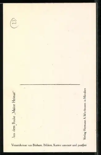 Künstler-AK Ubbelohde: Aus der Jugendzeit, Brückenpartie mit Bachlauf