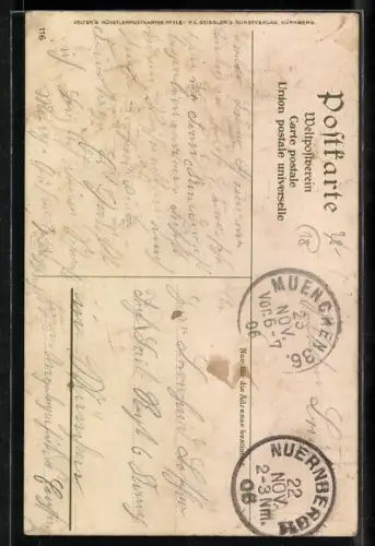 Künstler-Lithographie K. Mutter: Nürnberg, Heidenturm