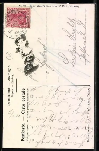 Künstler-AK Karl Mutter: Rothenburg o. T., Strassenpartie am Weissen Turm