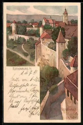 Künstler-AK Karl Mutter: Rothenburg o. T., Stadtmauer