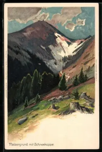 Künstler-AK C.E.Morgenstern: Melzergrund mit Schneekoppe