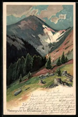 Künstler-AK C.E.Morgenstern: Melzergrund mit Schneekoppe