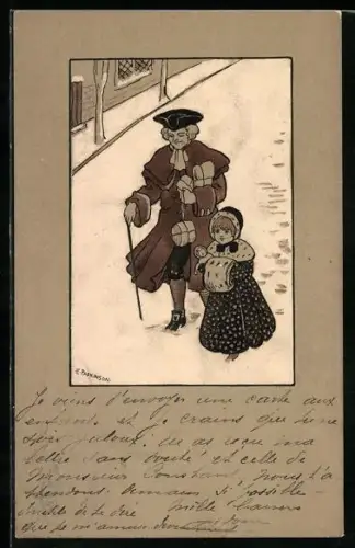 Künstler-AK Ethel Parkinson: Vater geht mit seiner Tochter nach Hause