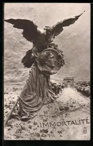 Künstler-AK Domenico Mastroianni: Immortalite, Adler mit einem Porträt Napoleons
