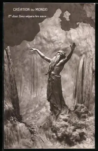 Künstler-AK Domenico Mastroianni: Schöpfung 2. Tag, Gott teilt das Wasser