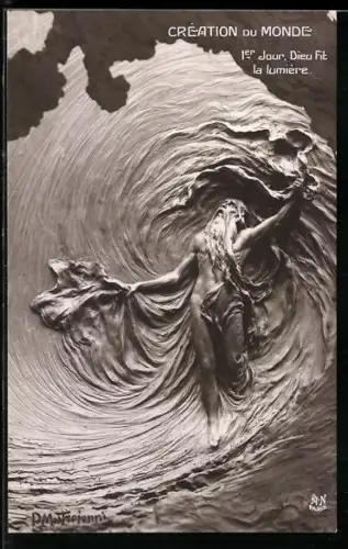 Künstler-AK Domenico Mastroianni: Schöpfung 1. Tag, Gott erschafft das Licht