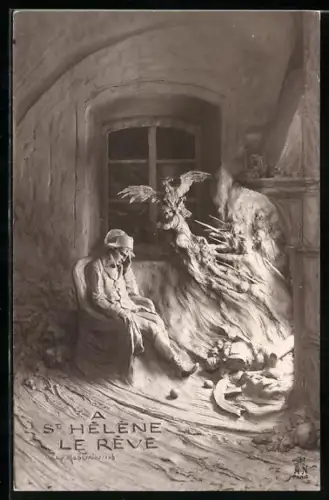 Künstler-AK Domenico Mastroianni: St. Hélène, Le Reve, Napoleon beim Tagträumen