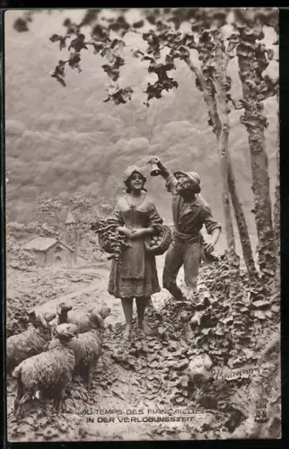 Künstler-AK Domenico Mastroianni: Schäfer läuft mit Glocke junger Bäuerin hinterher