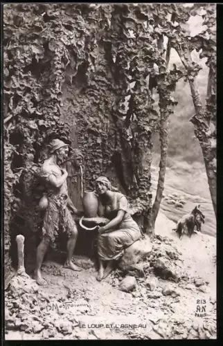 Künstler-AK Domenico Mastroianni: Der Wolf und das Lamm, Hirte mit Magd