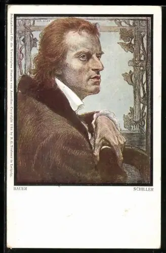 Künstler-AK Friedrich Schiller mit prüfendem Blick